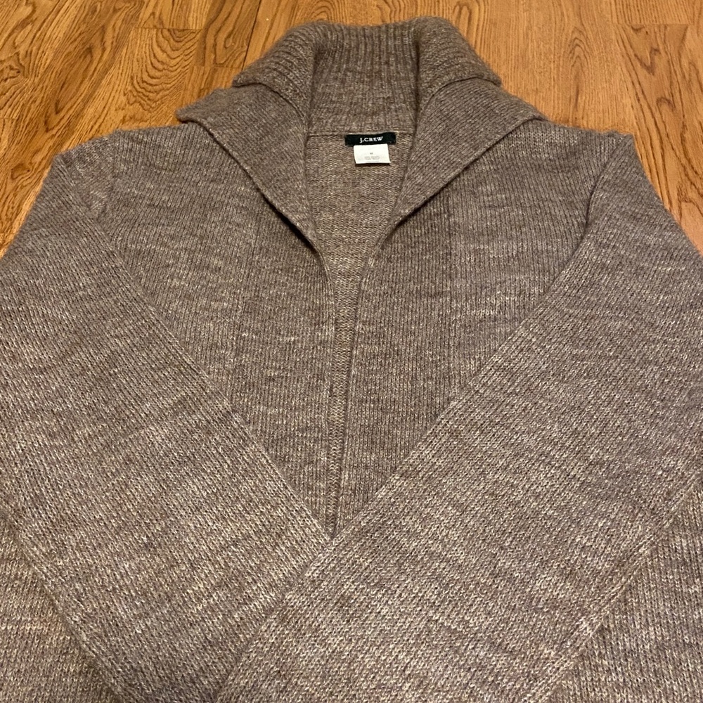 J.Crew alpaca wool collared  open-front brown/taupe cardigan sweater M - Picture 15 of 16